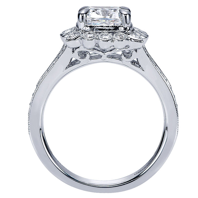 Engagement Ring 14k White Gold Diamond Halo