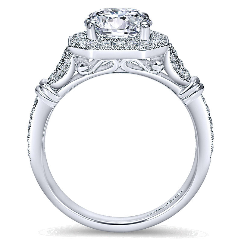14K White Gold Diamond Halo 14K White Gold Engagement Ring ER8985W44Jj