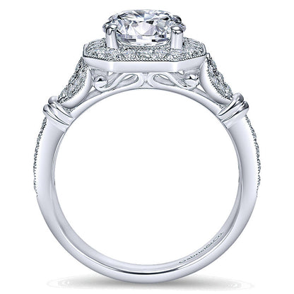 14K White Gold Diamond Halo 14K White Gold Engagement Ring ER8985W44Jj
