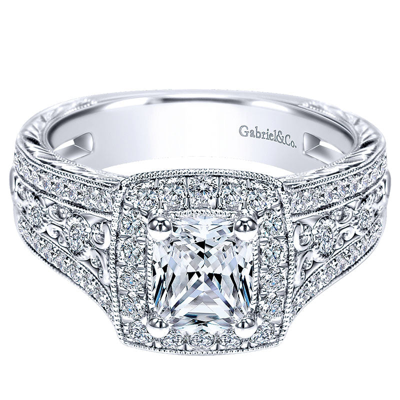 14K White Gold Diamond Halo 14K White Gold Engagement Ring ER9041W44Jj