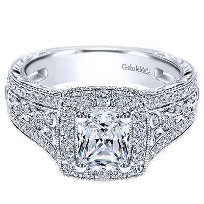 14K White Gold Diamond Halo 14K White Gold Engagement Ring ER9041W44Jj