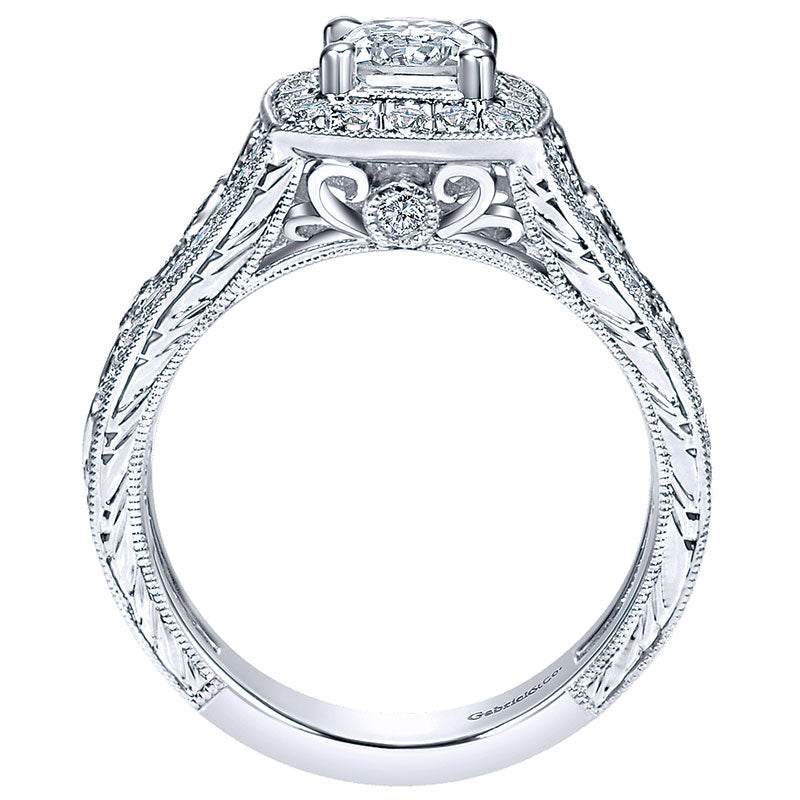 14K White Gold Diamond Halo 14K White Gold Engagement Ring ER9041W44Jj