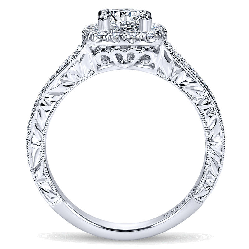14K White Gold Diamond Halo 14K White Gold Engagement Ring ER9074W44Jj