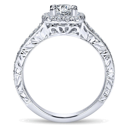 14K White Gold Diamond Halo 14K White Gold Engagement Ring ER9074W44Jj