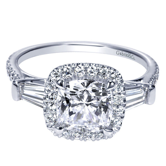 Engagement Ring 14k White Gold Diamond Halo