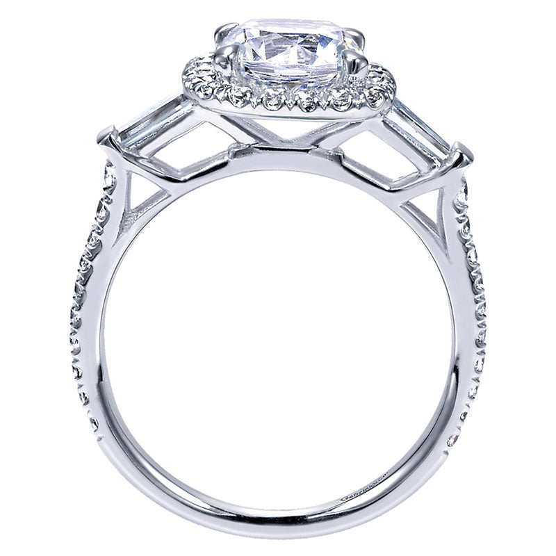 Engagement Ring 14k White Gold Diamond Halo