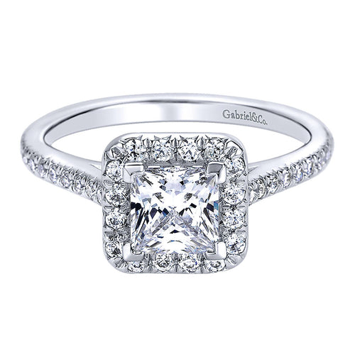 Engagement Ring 14k White Gold Diamond Halo