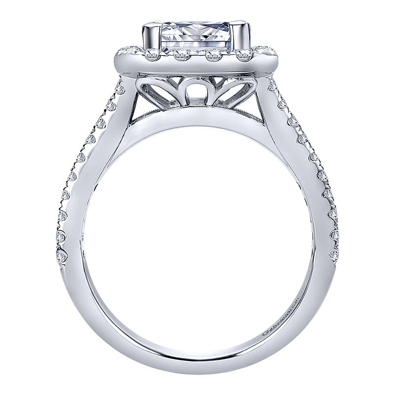 Engagement Ring 14k White Gold Diamond Halo