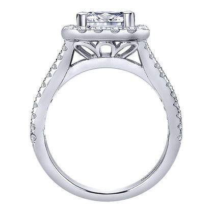Engagement Ring 14k White Gold Diamond Halo