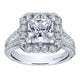 Engagement Ring 14k White Gold Diamond Halo