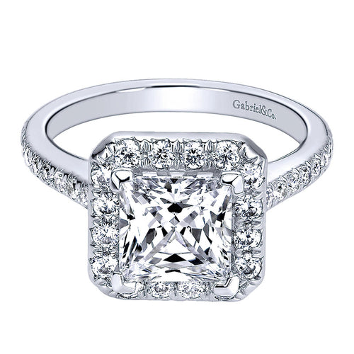 Engagement Ring 14k White Gold Diamond Halo