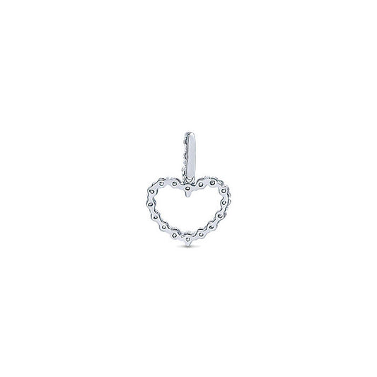 14k White Gold Diamond Heart Heart Pendant