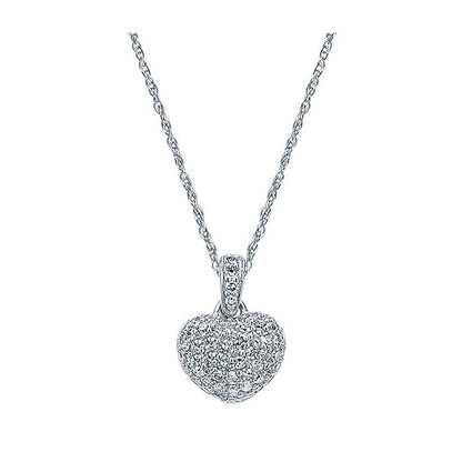 14k White Gold Diamond Heart Necklace