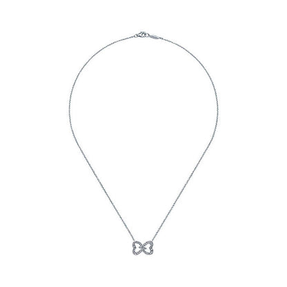 14k White Gold Diamond Heart Necklace