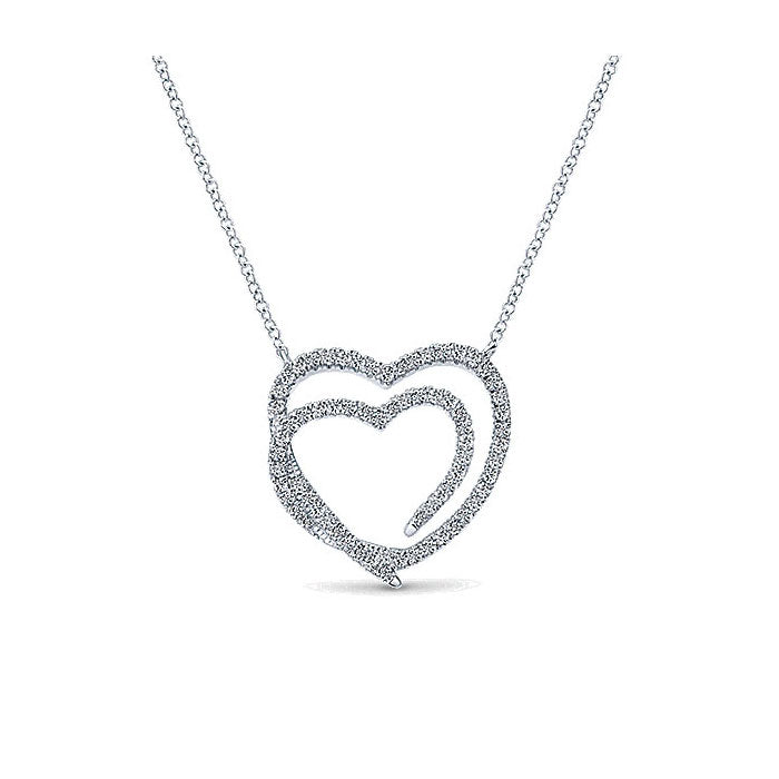 14k White Gold Diamond Heart Necklace