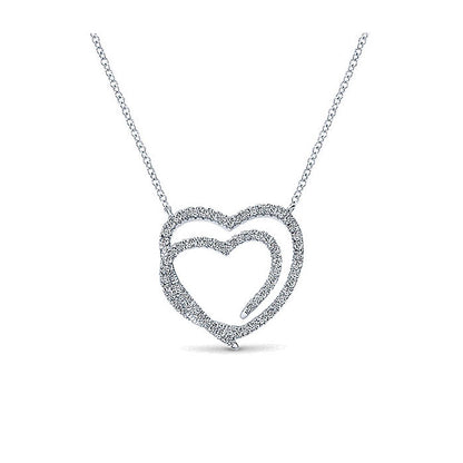 14k White Gold Diamond Heart Necklace