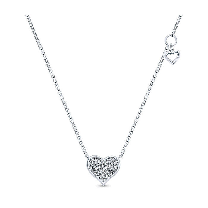 14k White Gold Diamond Heart Necklace