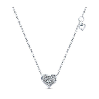 14k White Gold Diamond Heart Necklace