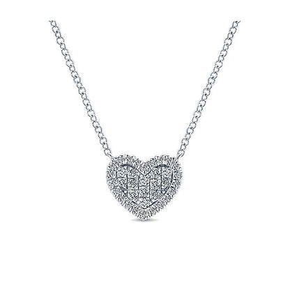 14k White Gold Diamond Heart Necklace