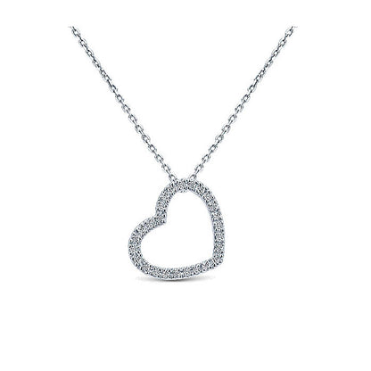 14k White Gold Diamond Heart Necklace