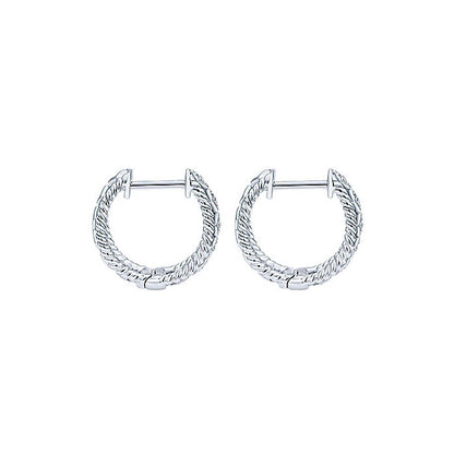 14k White Gold Diamond Huggie Earrings