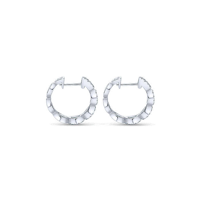 14k White Gold Diamond Huggie Earrings