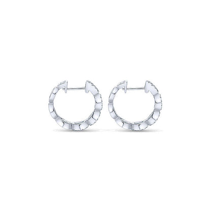 14k White Gold Diamond Huggie Earrings