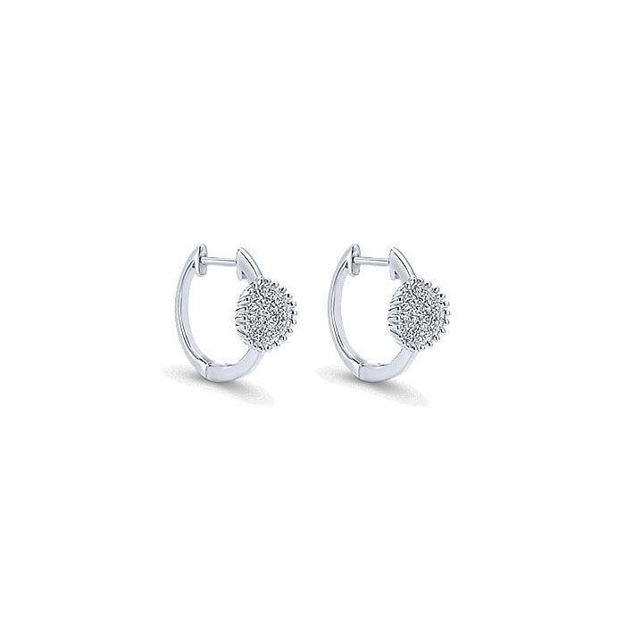 14k White Gold Diamond Huggie Earrings