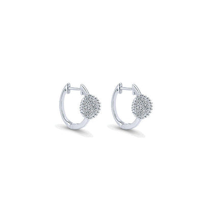 14k White Gold Diamond Huggie Earrings
