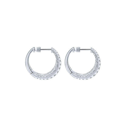 14k White Gold Diamond Huggie Earrings