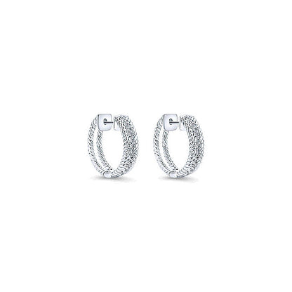 14k White Gold Diamond Huggie Earrings