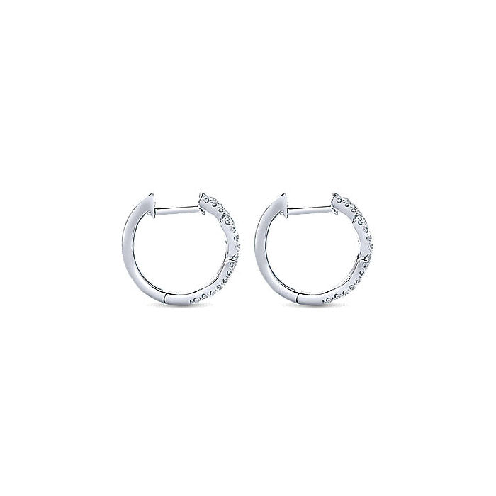 14k White Gold Diamond Huggie Earrings