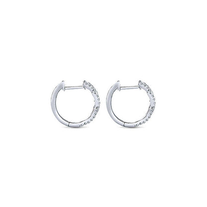 14k White Gold Diamond Huggie Earrings