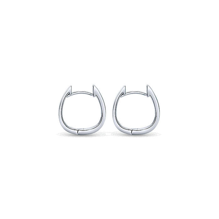 14k White Gold Diamond Huggie Earrings