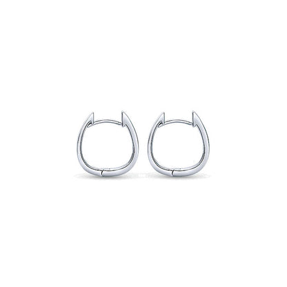14k White Gold Diamond Huggie Earrings