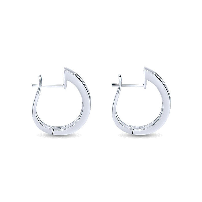 14k White Gold Diamond Huggie Earrings