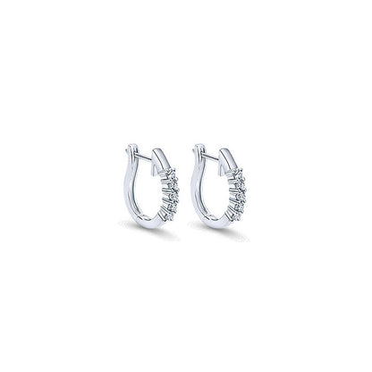14k White Gold Diamond Huggie Earrings