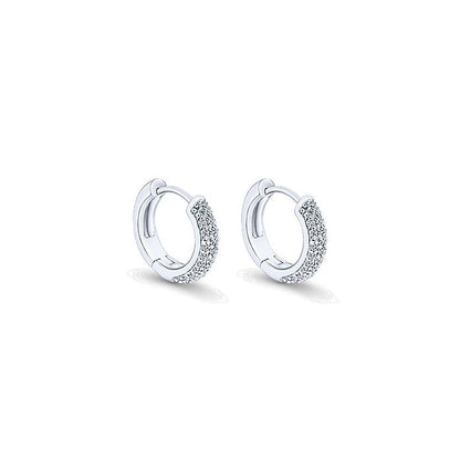 14k White Gold Diamond Huggie Earrings