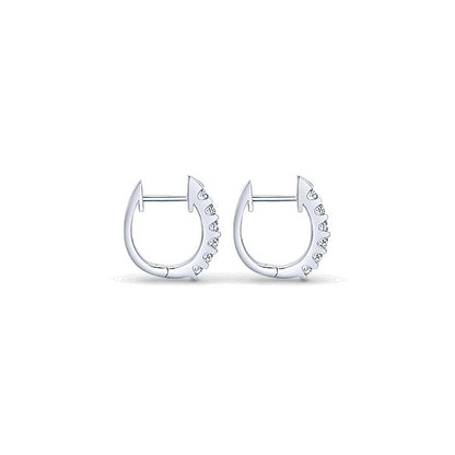 14k White Gold Diamond Huggie Earrings