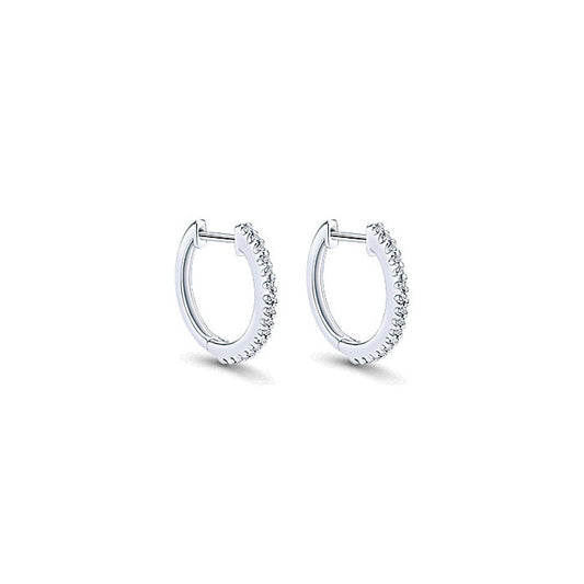 14k White Gold Diamond Huggie Earrings