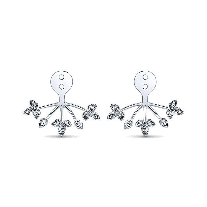 14k White Gold Diamond Jacket Earrings