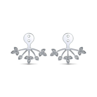 14k White Gold Diamond Jacket Earrings