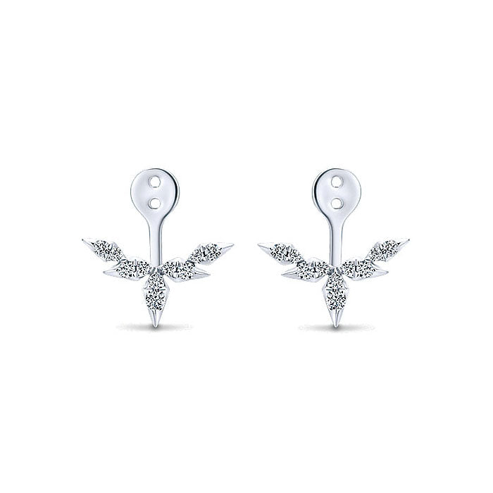 14k White Gold Diamond Jacket Earrings