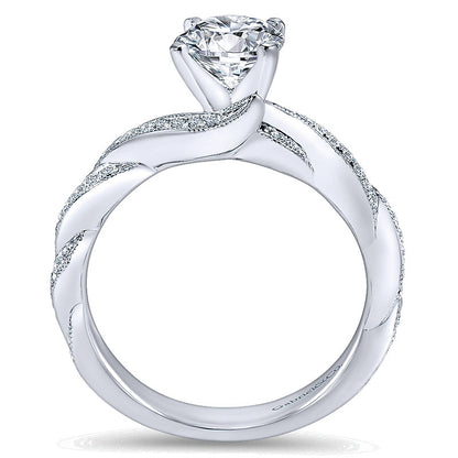 14K White Gold Diamond Milgrain Pave Criss Cross 14K White Gold Engagement Ring ER6138W44Jj