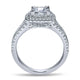 14K White Gold Diamond Milgrain ANd Channel Setting Double Halo 14K White Gold Engagement Ring ER117