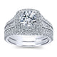 14K White Gold Diamond Milgrain ANd Channel Setting Double Halo 14K White Gold Engagement Ring ER117