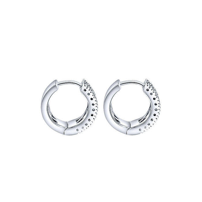 14k White Gold Diamond Multi Color Stones Huggie Earrings