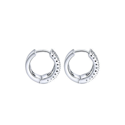 14k White Gold Diamond Multi Color Stones Huggie Earrings