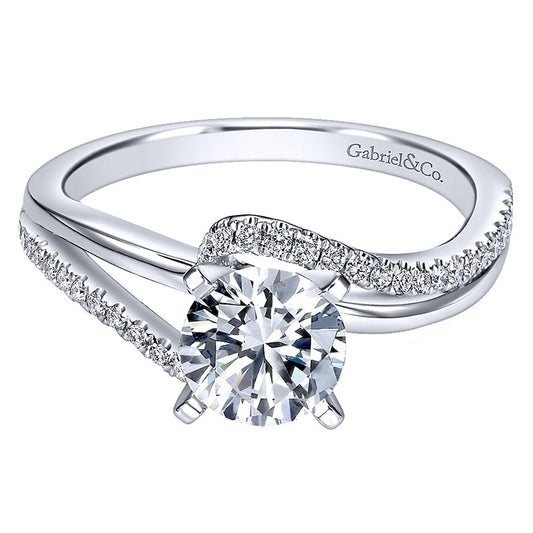 14K White Gold Diamond Pave Bypass 14K White Gold Engagement Ring ER6974W44Jj