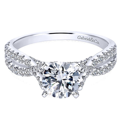 14K White Gold Diamond Pave Criss Cross 14K White Gold Engagement Ring ER7544W44Jj